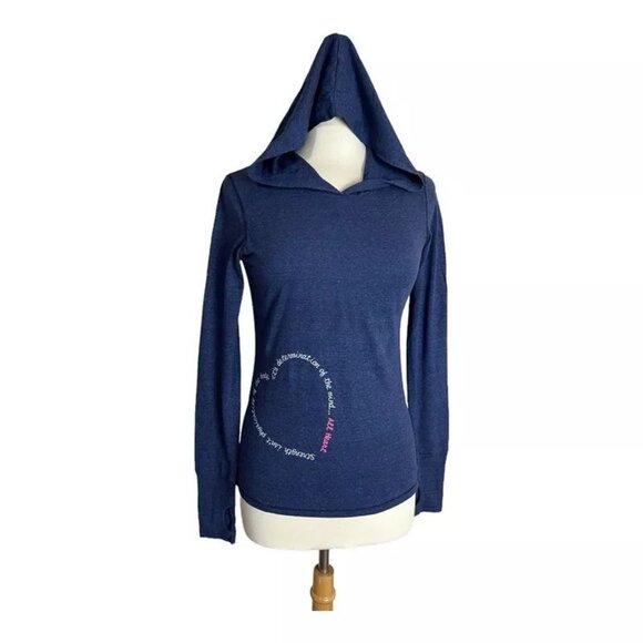 ALO Shirt Top Small Long Sleeve Hooded T-shirt Thumb Hole Athletic Black Tee - Picture 1 of 6